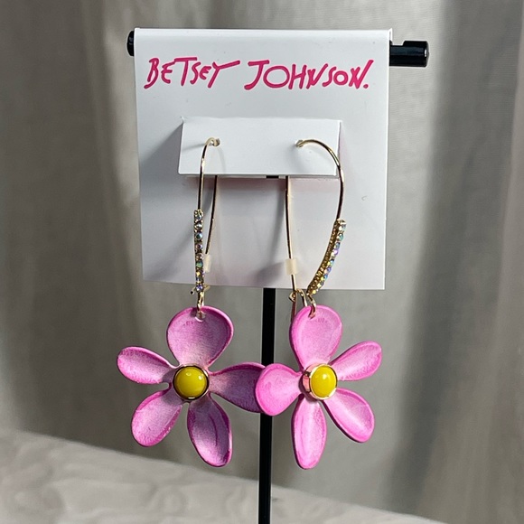 🚨🧾SOLD🧾🚨🌸 Betsey Johnson Gold Shepherds Hook Style Daisy Earrings - Picture 5 of 10